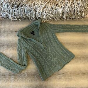 Vintage AMERICAN EAGLE OUTFITTERS Green Sailor Collar Pullover XS Sweater Y2K